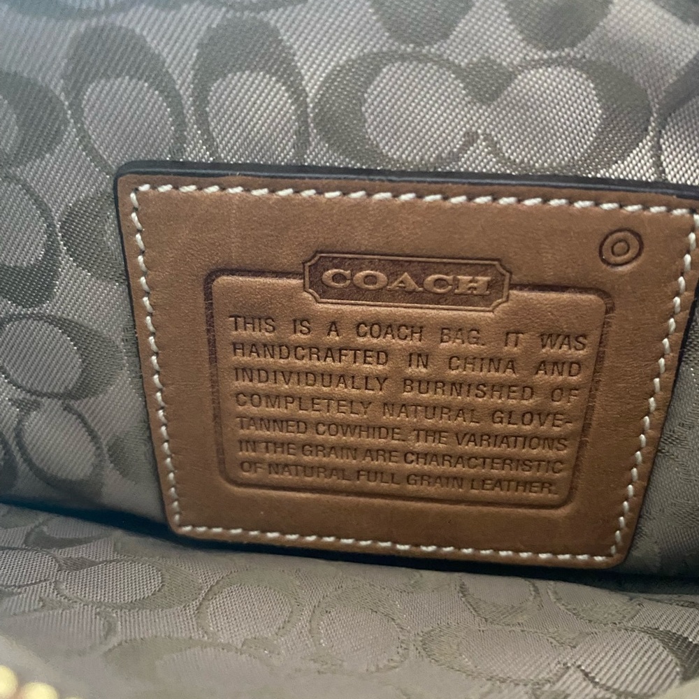 Vintage Coach Bag Brown Leather Classic C Print Lining Original Dust Bag - Picture 10 of 14